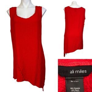 Ali Miles tunic‎ plus size 2x red sleeveless asymmetrical hem